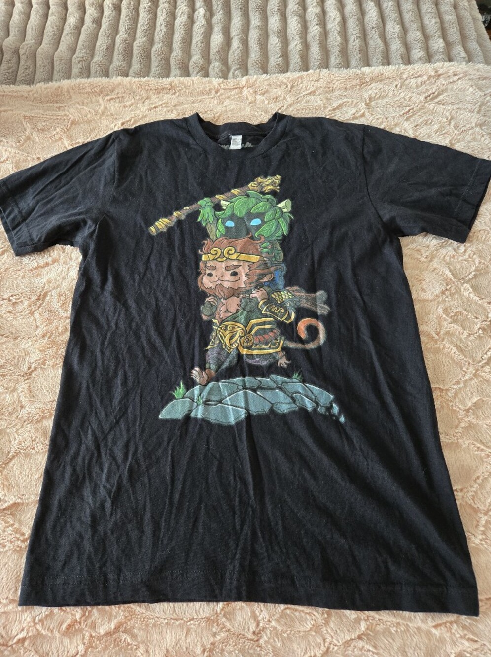 Dota 2  Black Graphic Tee with Green & Gold Monkey King Character Rare